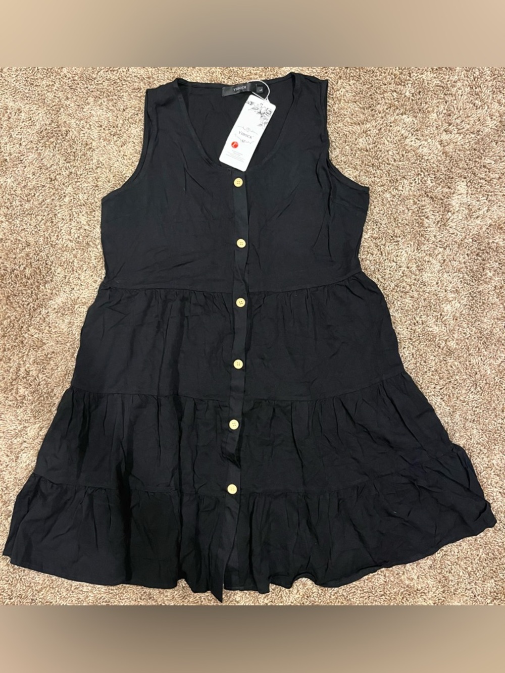 Vero Moda Black Tiered Button-Front Sleeveless Dress